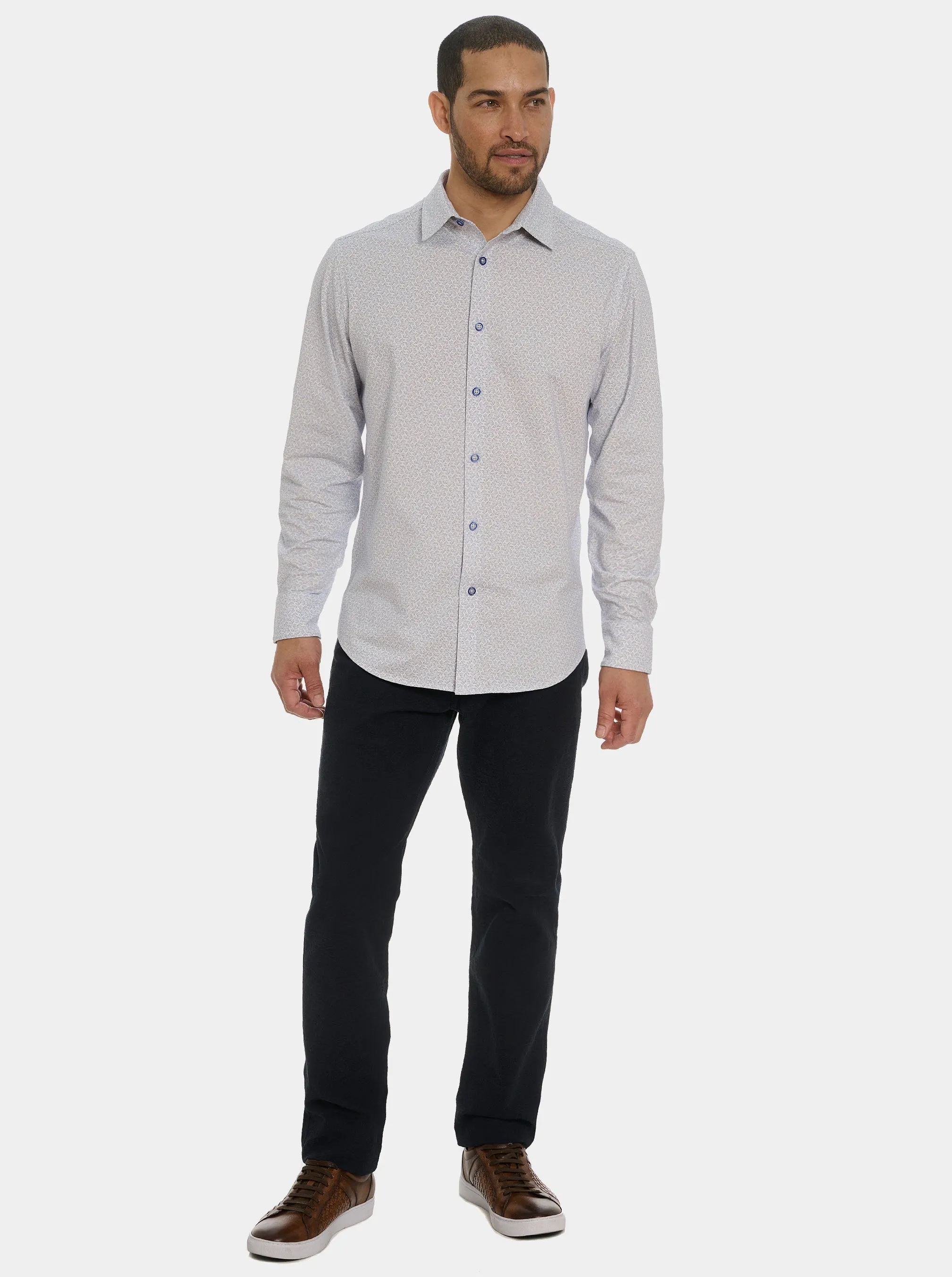 ASTERISK LONG SLEEVE BUTTON DOWN SHIRT