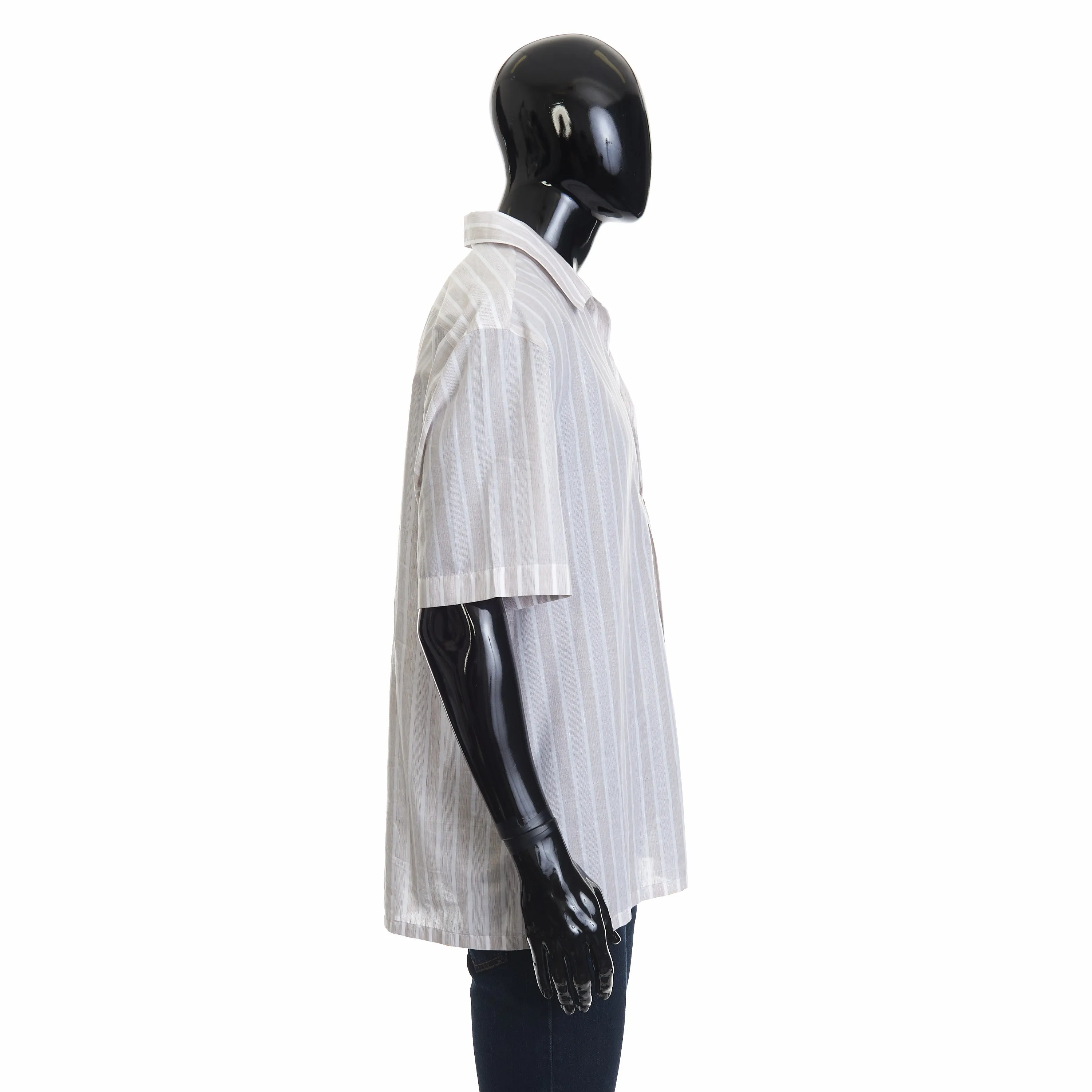 Brown Cuban Shirt With V- Neck And Short Sleeves