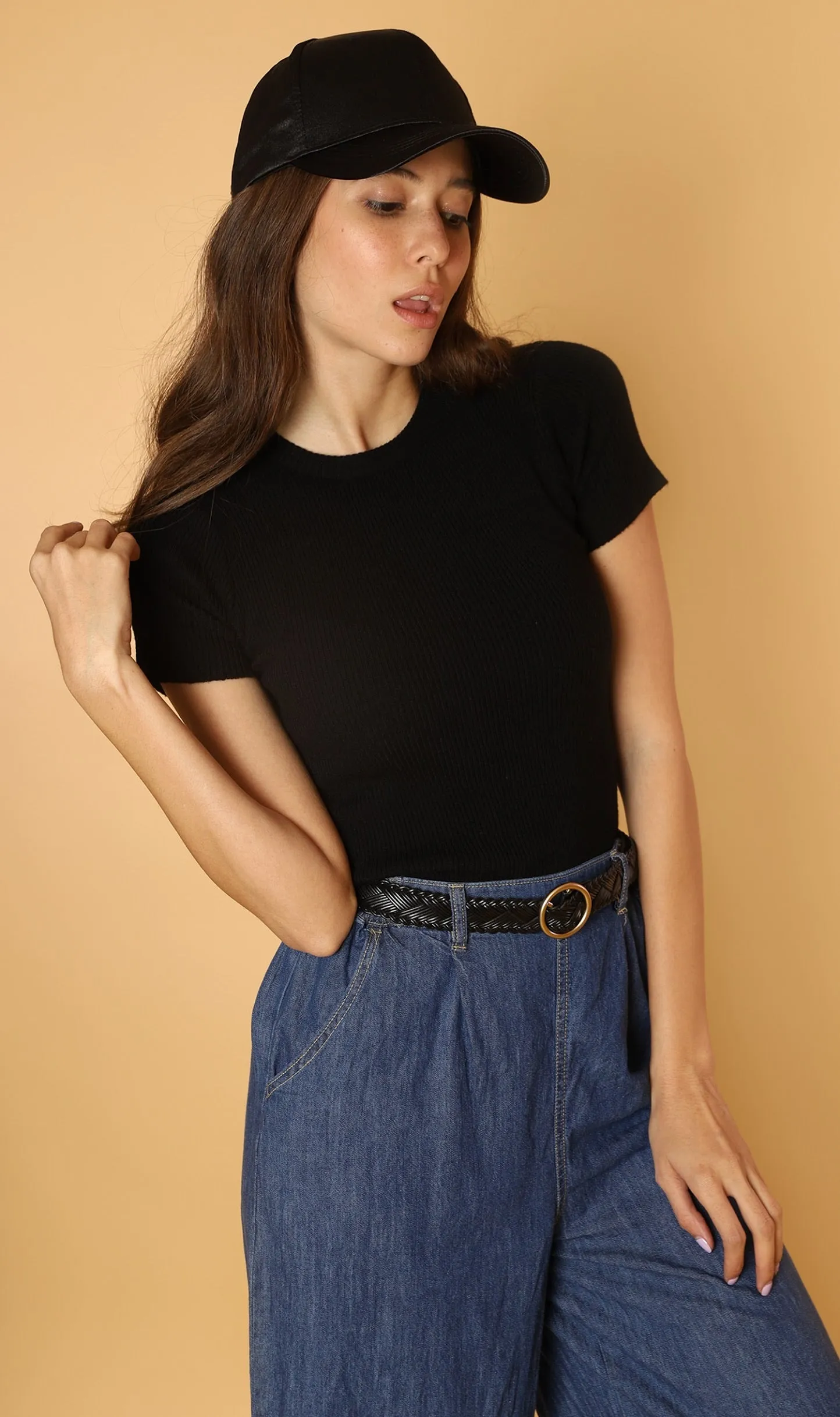 DARYL Crew-Neck Knit Top (Black)