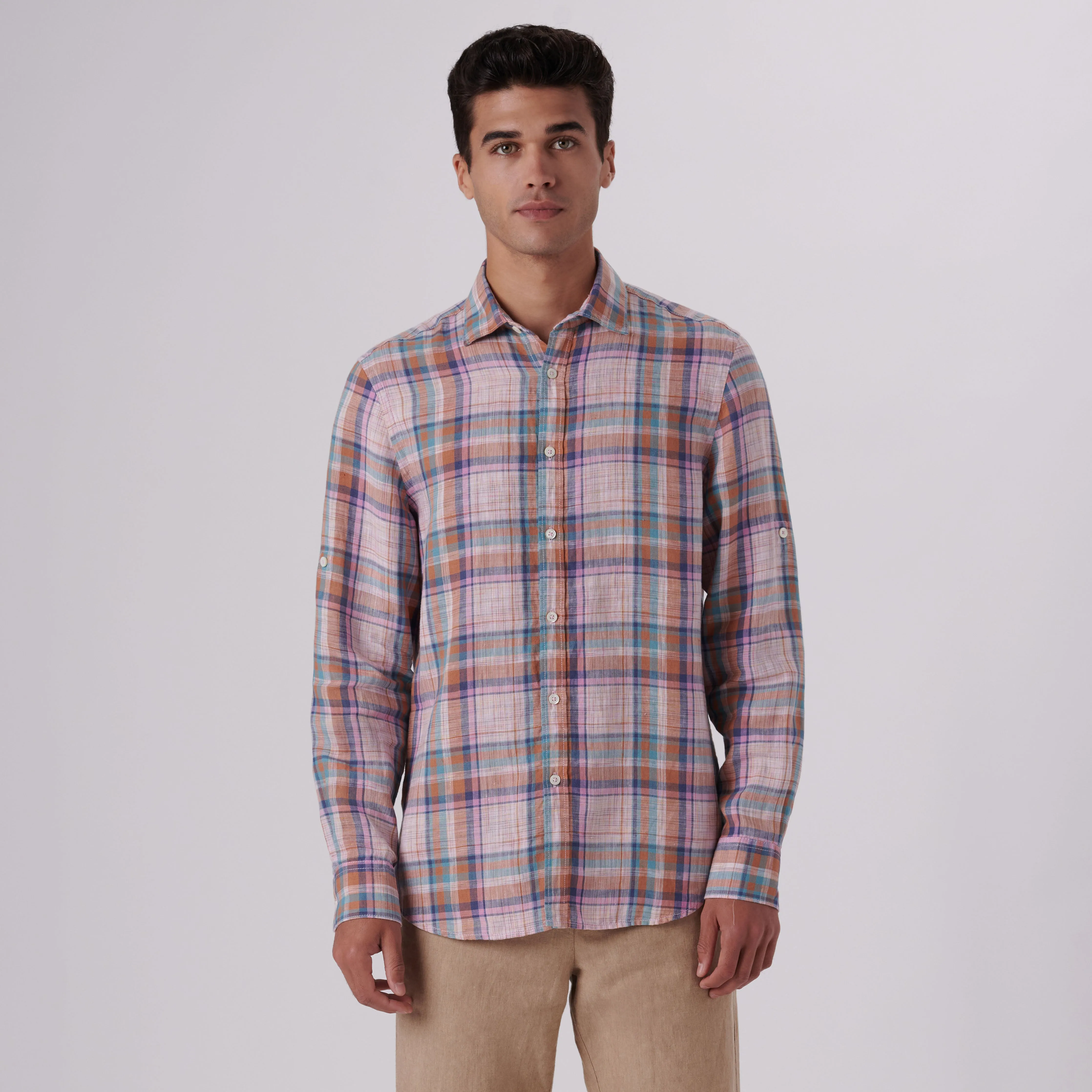 Julian Madras Check Linen Shirt