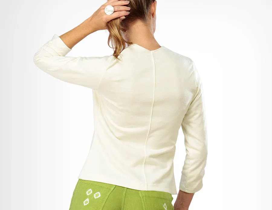 Ruched Sleeved V-Neck