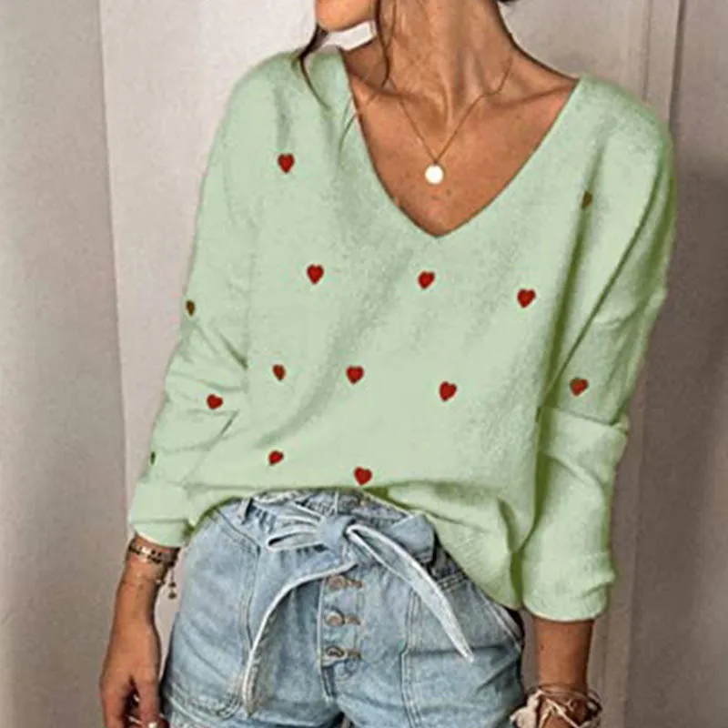 Stunncal Love Polka Dot V-Neck Sweater