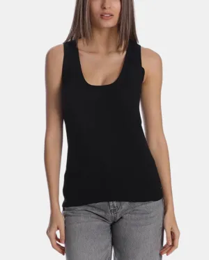 SUPIMA COTTON CASHMERE SCOOP NECK TANK IN BLACK