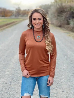 The Leather Like Long Sleeve in Brown