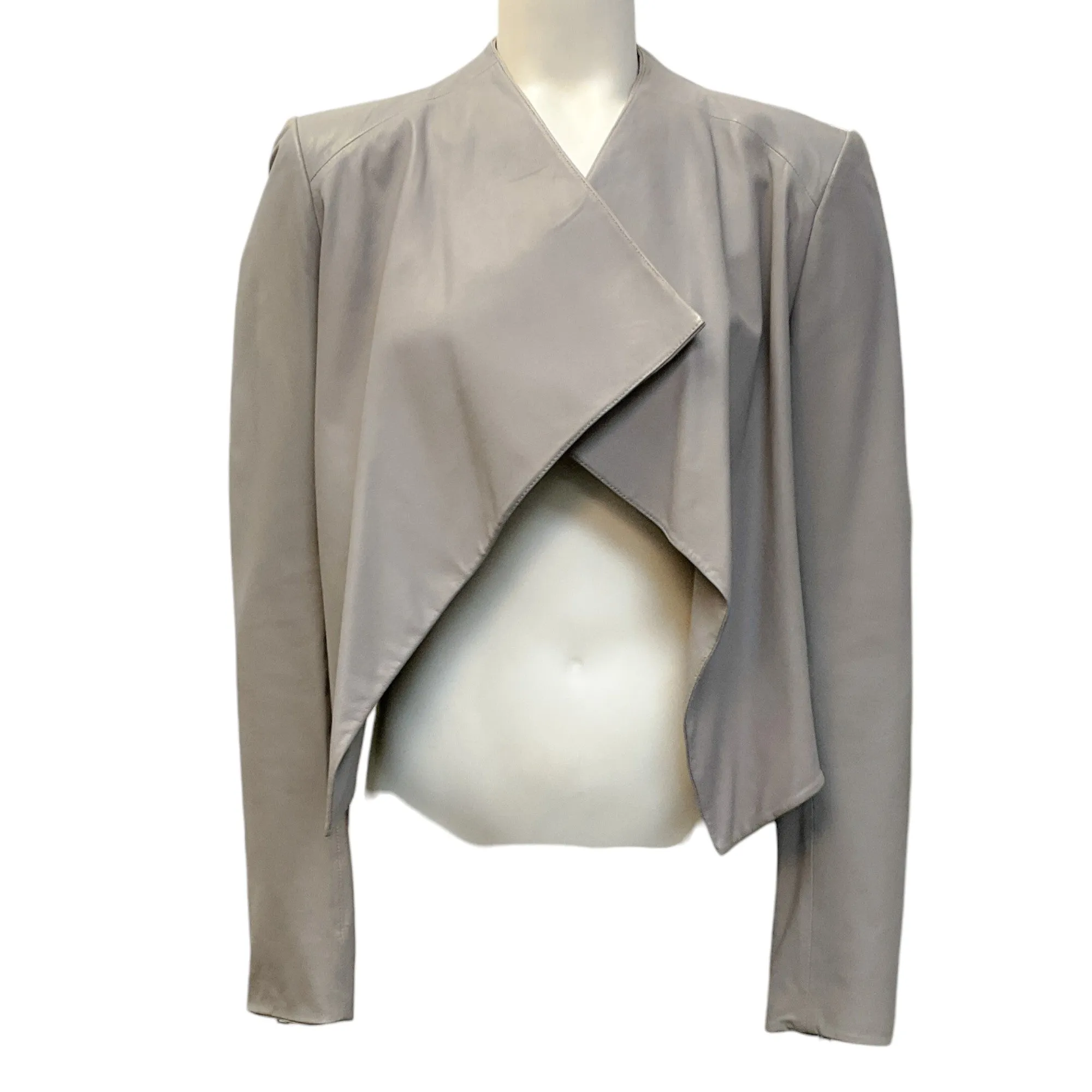 Theory Grey Draped Leather Jacket