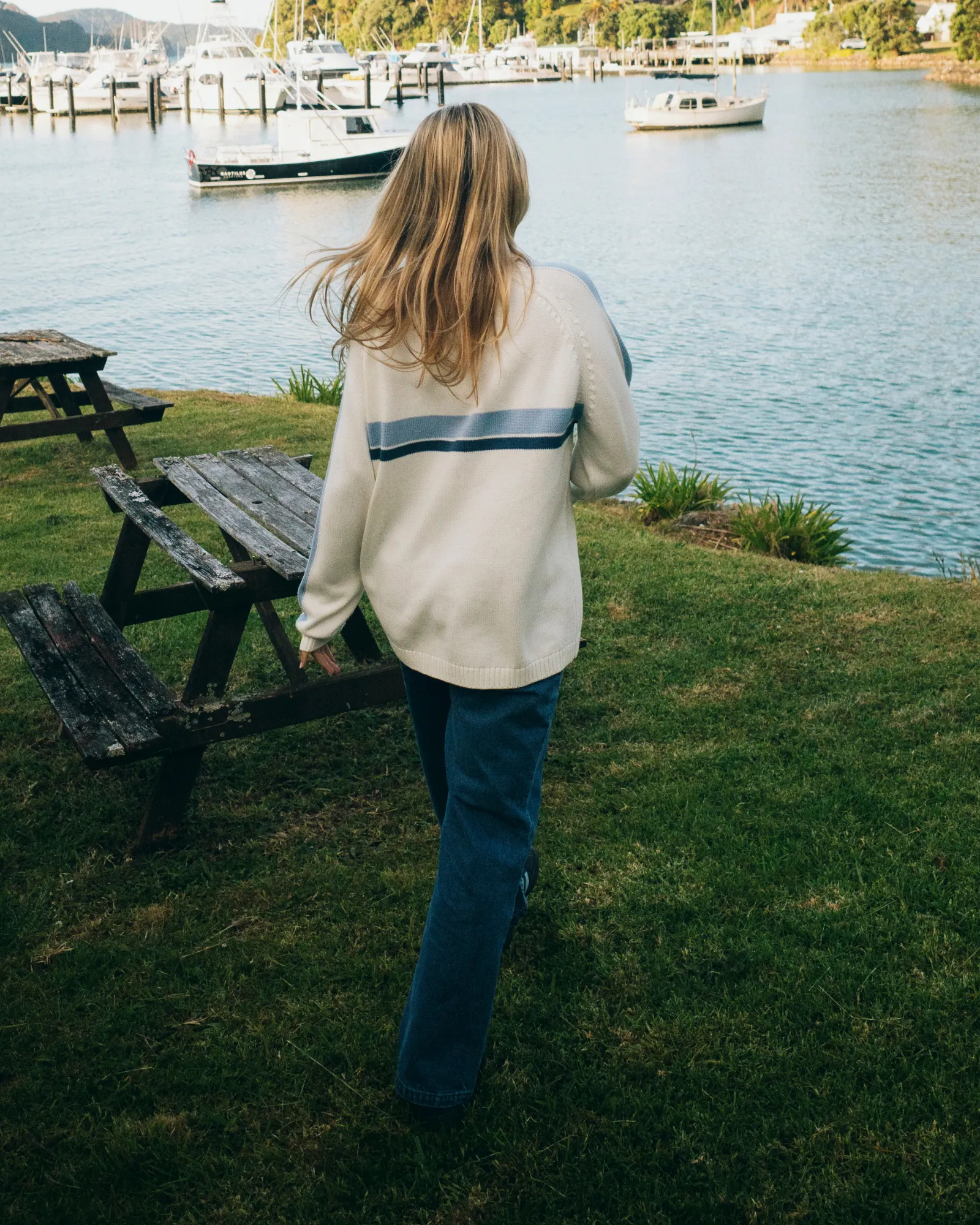 White Lines Crew Neck Knit
