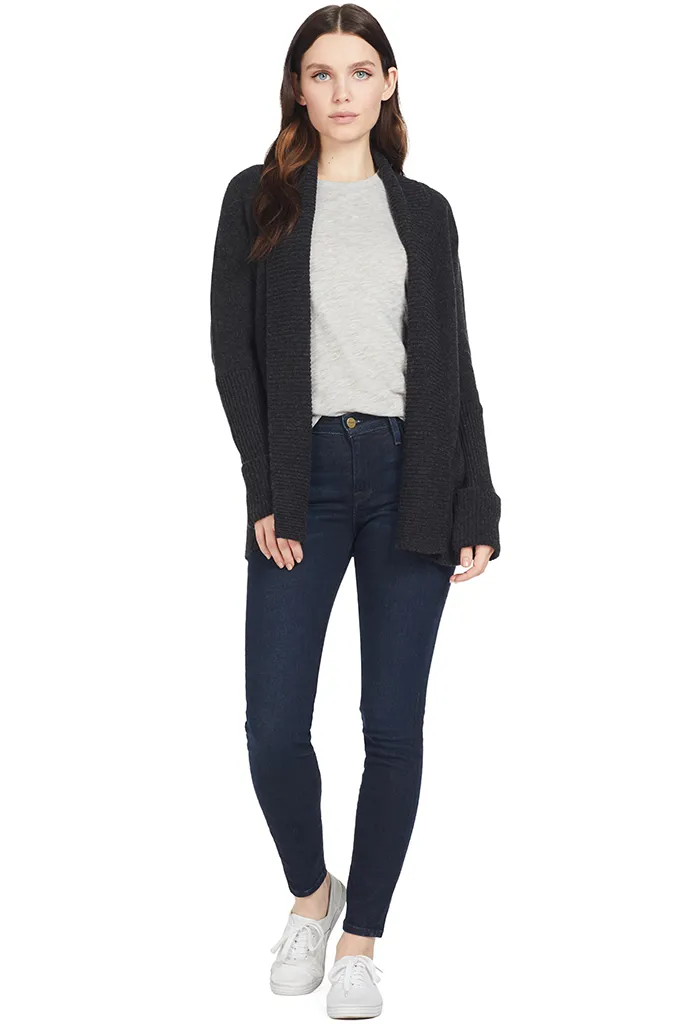 Wide Collar Cardigan (Carbon)