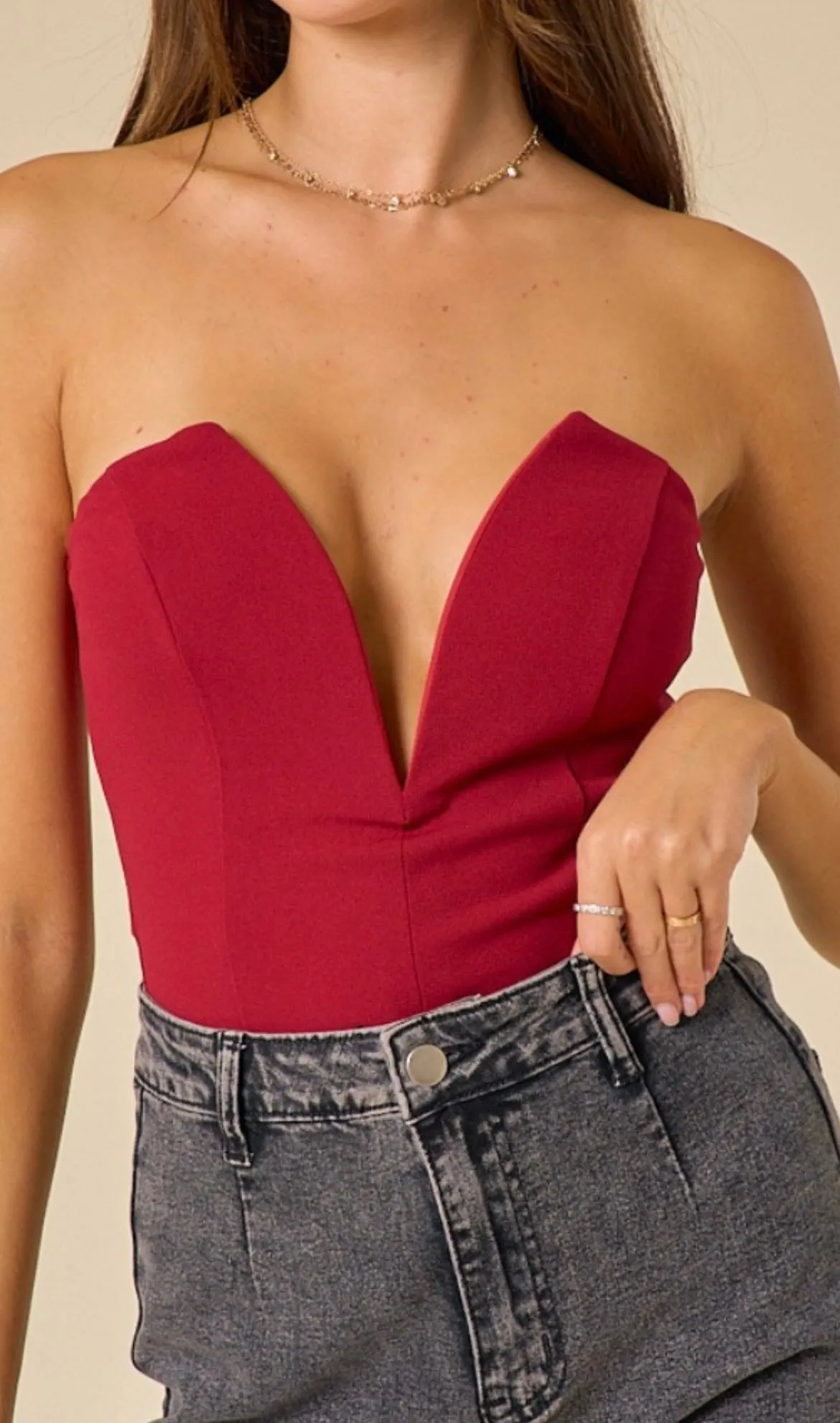 Willow• Deep V neck bodysuit on