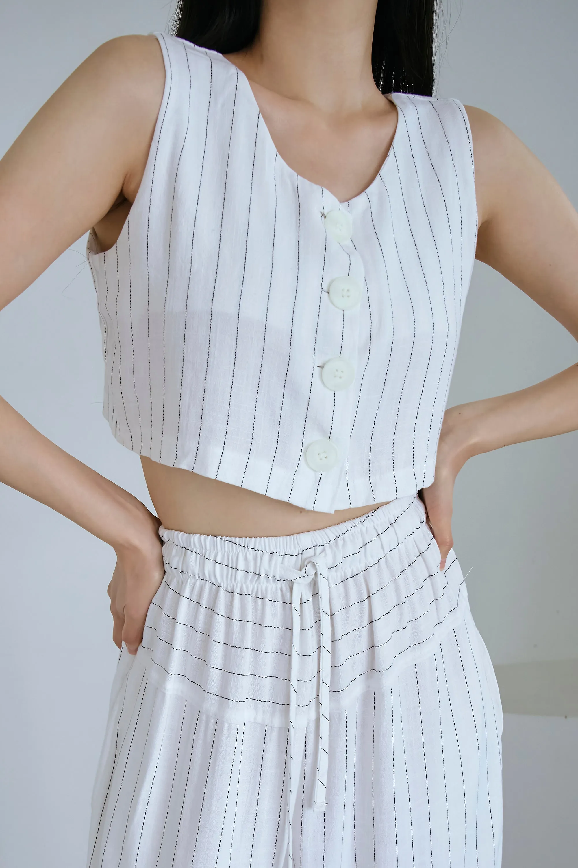 Yve Striped Linen Top